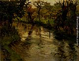Woodland Canvas Paintings - Woodland Scene With A River